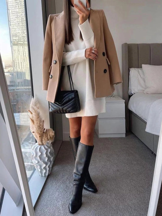 Lapel Collar Double - Breasted Blazer - DicartluzeDicartluze4fd7008224174c6a99a8fbd541d5d5c2 - Max - Origin