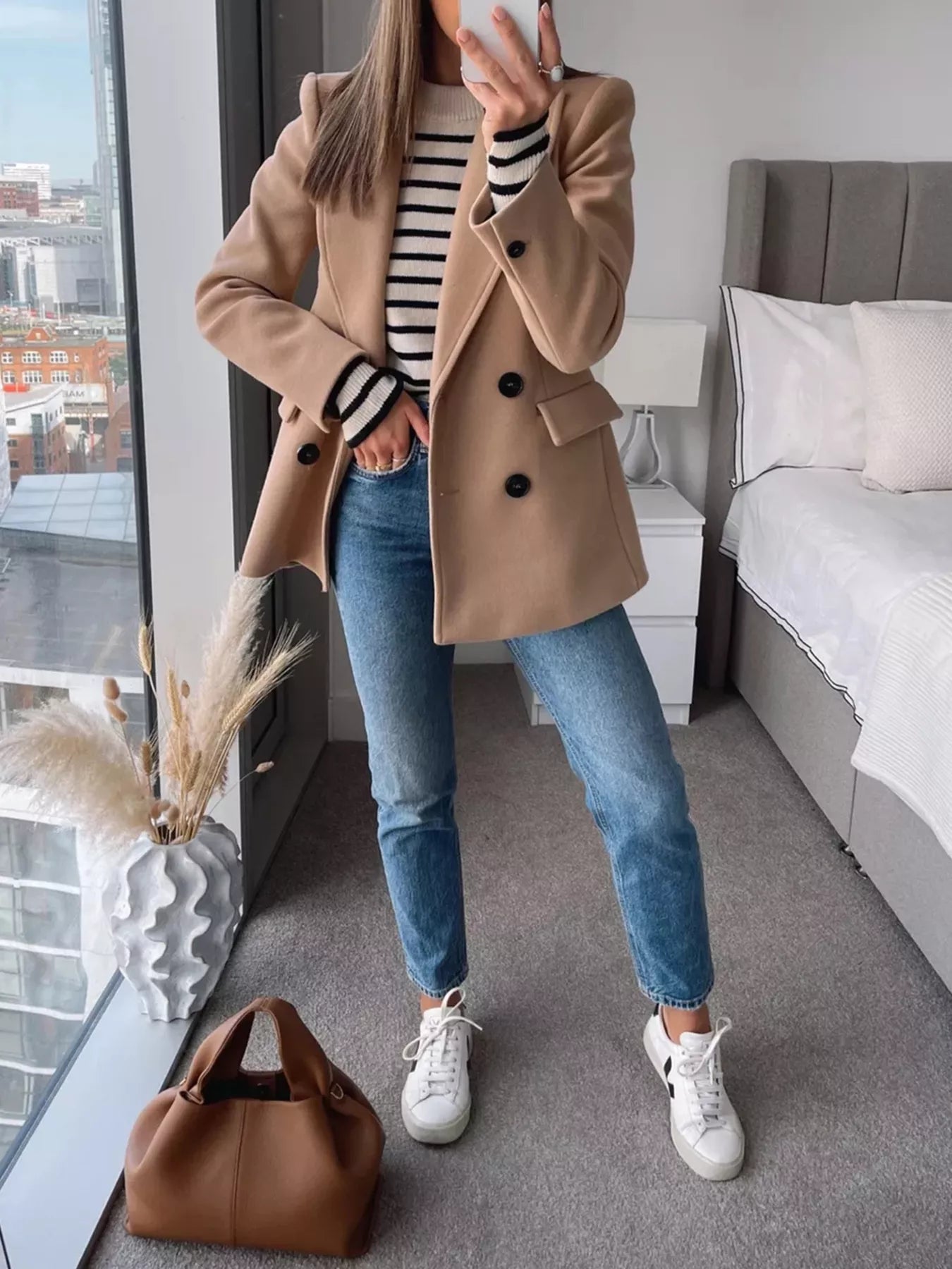 Lapel Collar Double - Breasted Blazer - DicartluzeDicartluze2874b46442e247a48456276116e228f0 - Max - Origin