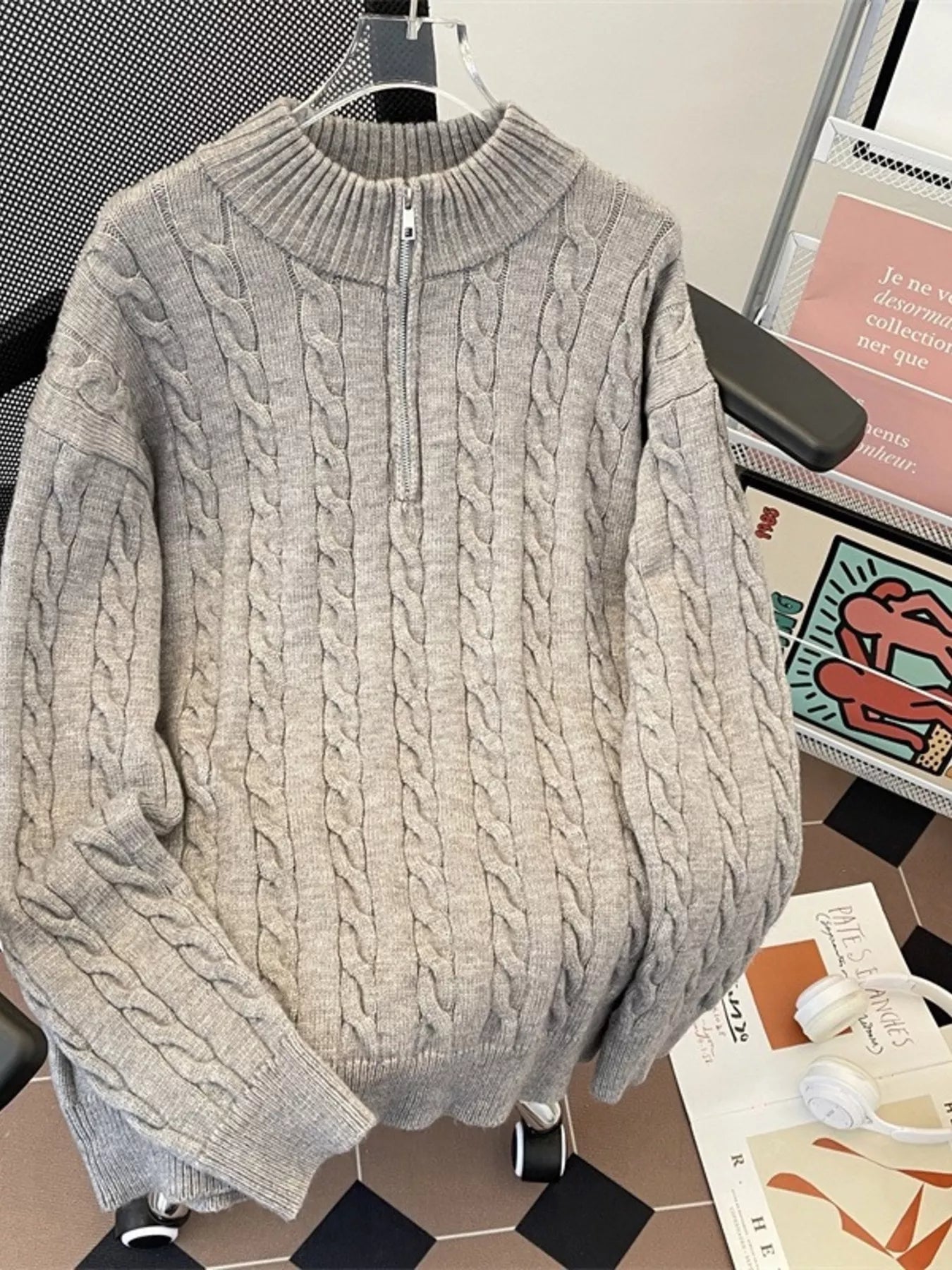 Men's Cozy Cable Knit Half - Zip Pullover - DicartluzeDicartluze58ac738208dc4a33a14f75e22b9eb24e - Max - Origin