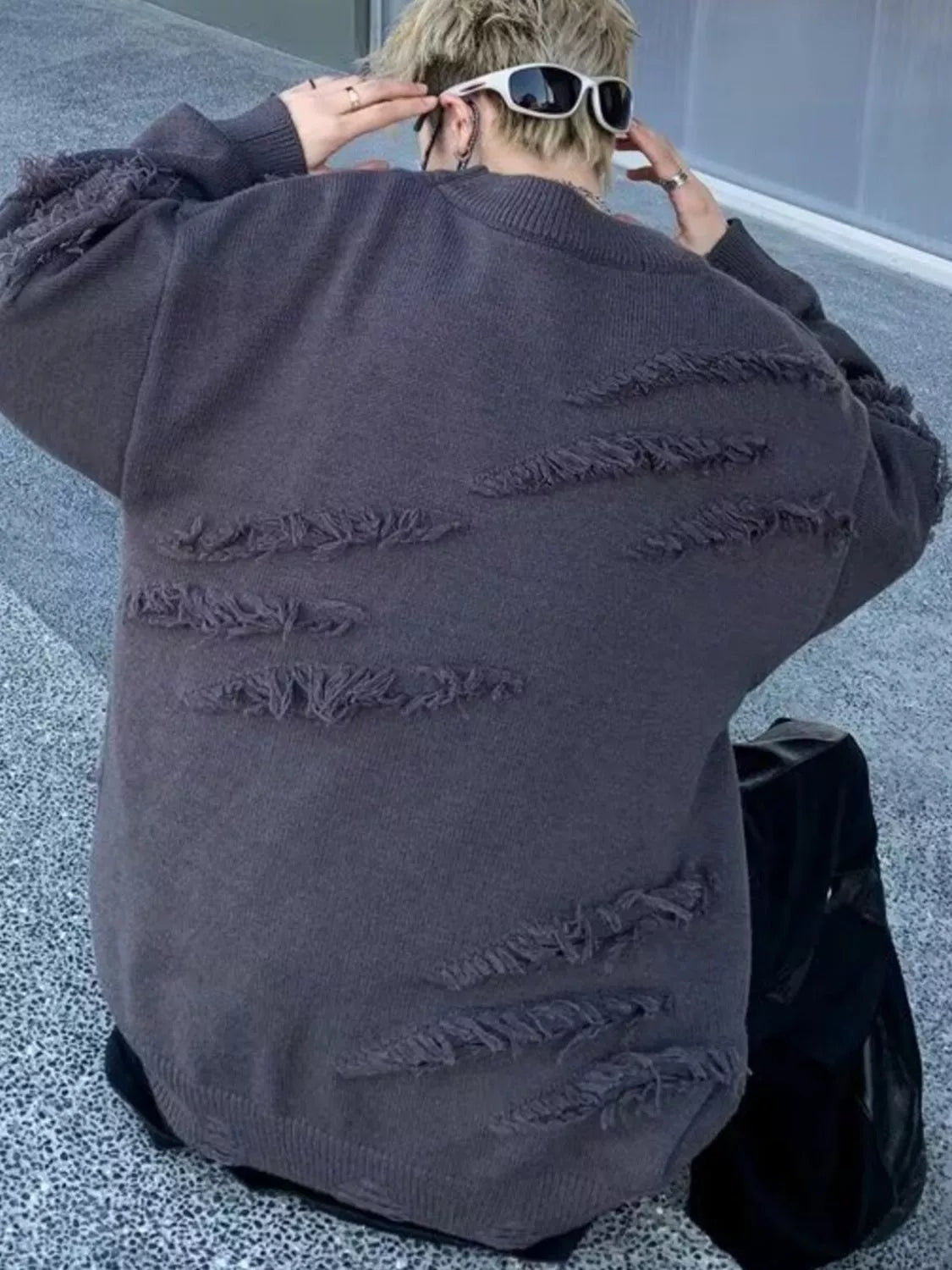 Men's Distressed Fringe Long Sleeve Sweater - DicartluzeDicartluze3f91ab8a - aefd - 4be3 - ae56 - da3e05964311 - Max - Origin