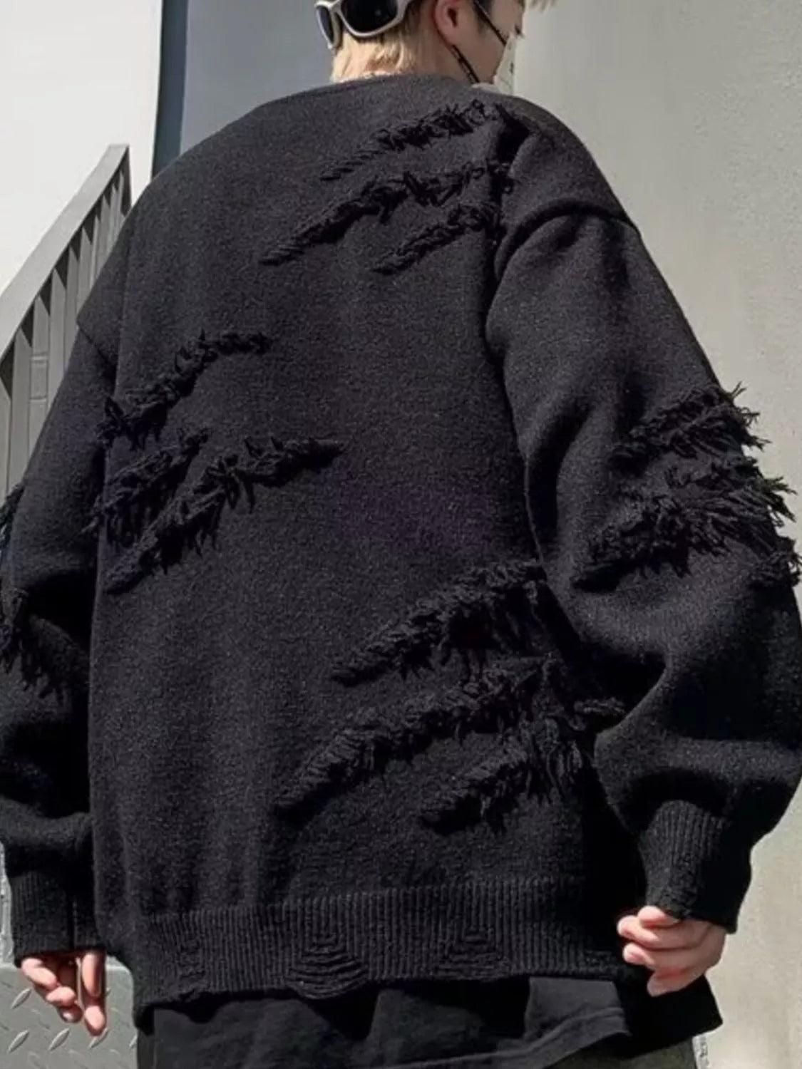 Men's Distressed Fringe Long Sleeve Sweater - DicartluzeDicartluzedaf60eff - 32e8 - 40e4 - 9867 - f860477cde15 - Max - Origin