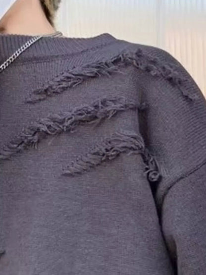 Men's Distressed Fringe Long Sleeve Sweater - DicartluzeDicartluze697a8260 - 160d - 46c4 - 9214 - d7cdbff397fe - Max - Origin