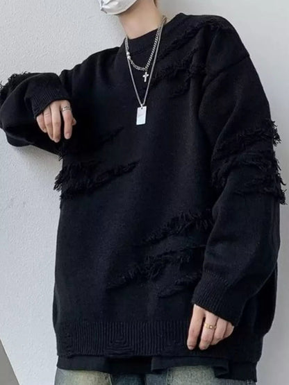 Men's Distressed Fringe Long Sleeve Sweater - DicartluzeDicartluze3e8f3a3f - 7a00 - 4b1c - 87c5 - a8057d76156a - Max - Origin