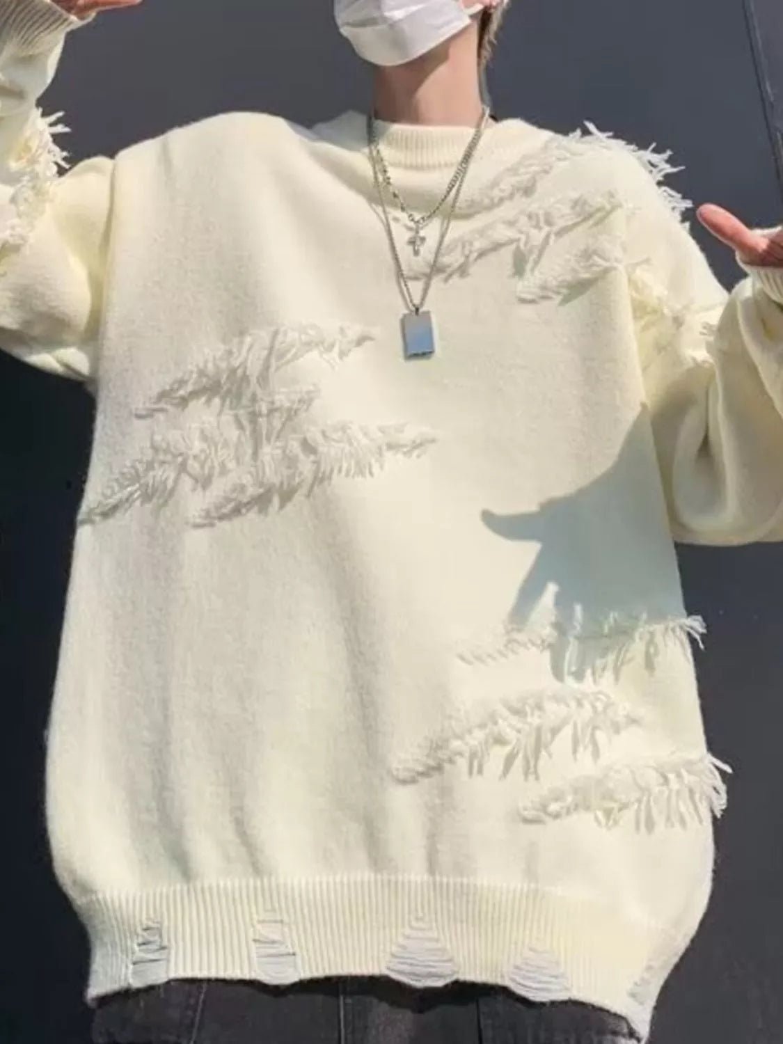 Men's Distressed Fringe Long Sleeve Sweater - DicartluzeDicartluze6fa517a2 - 6ad0 - 4bd5 - ab5d - 762c99cde5e8 - Max - Origin