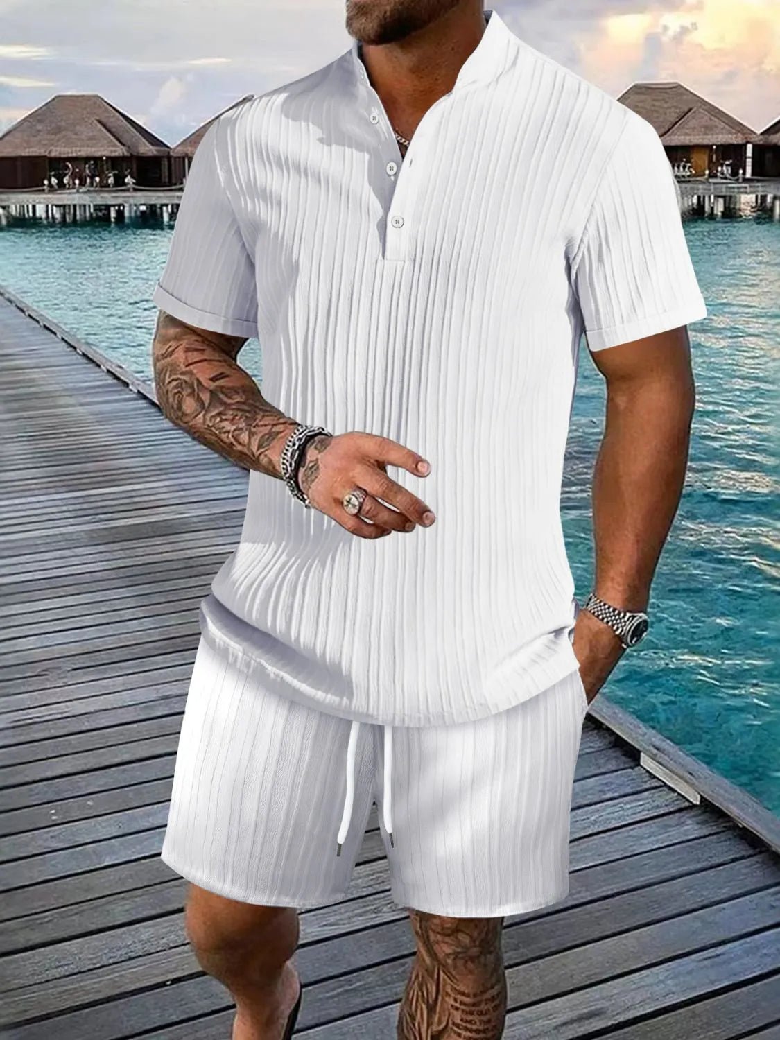 Men's Full Size Button Detail Short Sleeve Top and Shorts Set Plus Size - DicartluzeDicartluze40b3ecf5 - 63ae - 401c - 850a - ae2e3e5dffab - Max - Origin