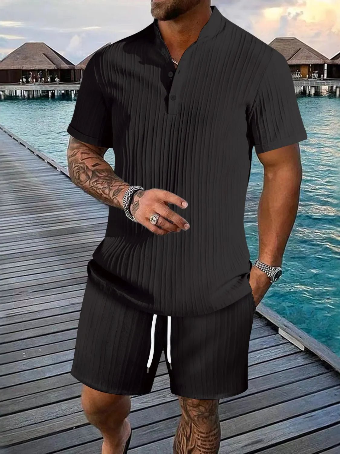 Men's Full Size Button Detail Short Sleeve Top and Shorts Set Plus Size - DicartluzeDicartluze4d5d5829 - 3443 - 454c - 890b - acf7a622a134 - Max - Origin