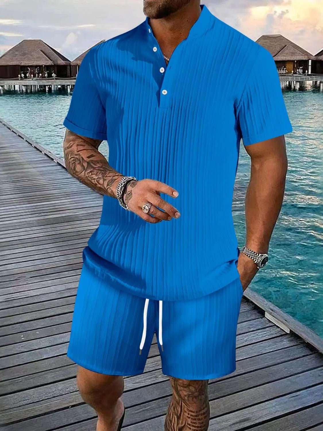 Men's Full Size Button Detail Short Sleeve Top and Shorts Set Plus Size - DicartluzeDicartluzecc4580c6 - 7664 - 4214 - a8fd - 1f25f765896f - Max - Origin