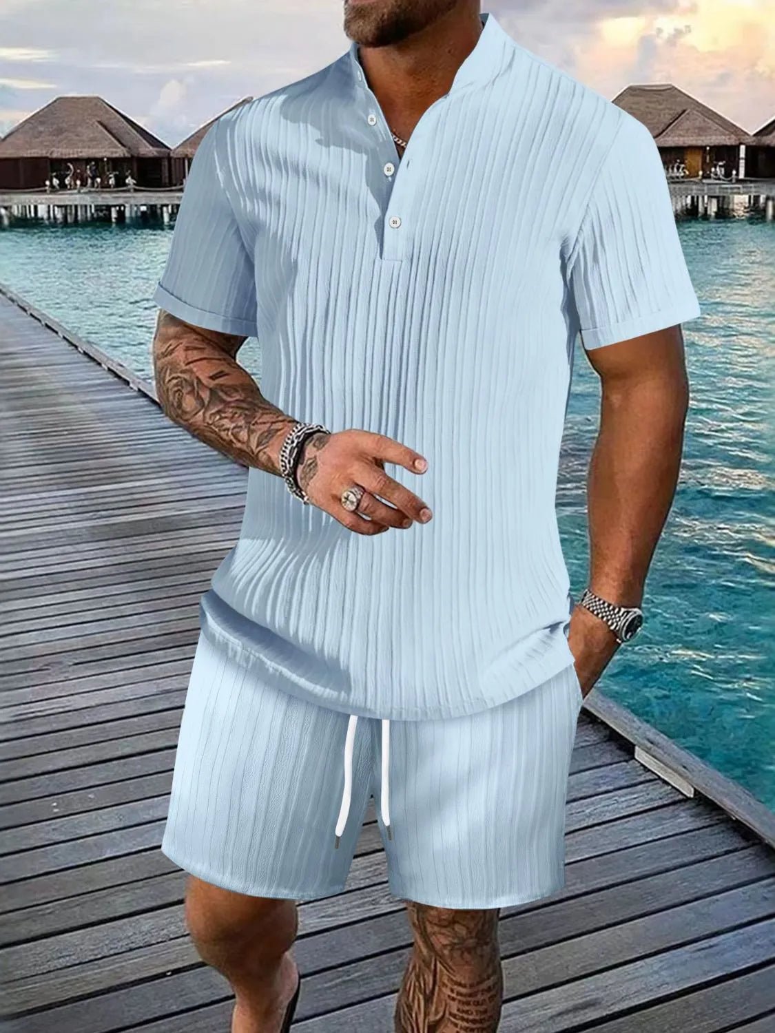 Men's Full Size Button Detail Short Sleeve Top and Shorts Set Plus Size - DicartluzeDicartluze7f9bc05b - 053c - 4820 - bee0 - b039aeed1352 - Max - Origin