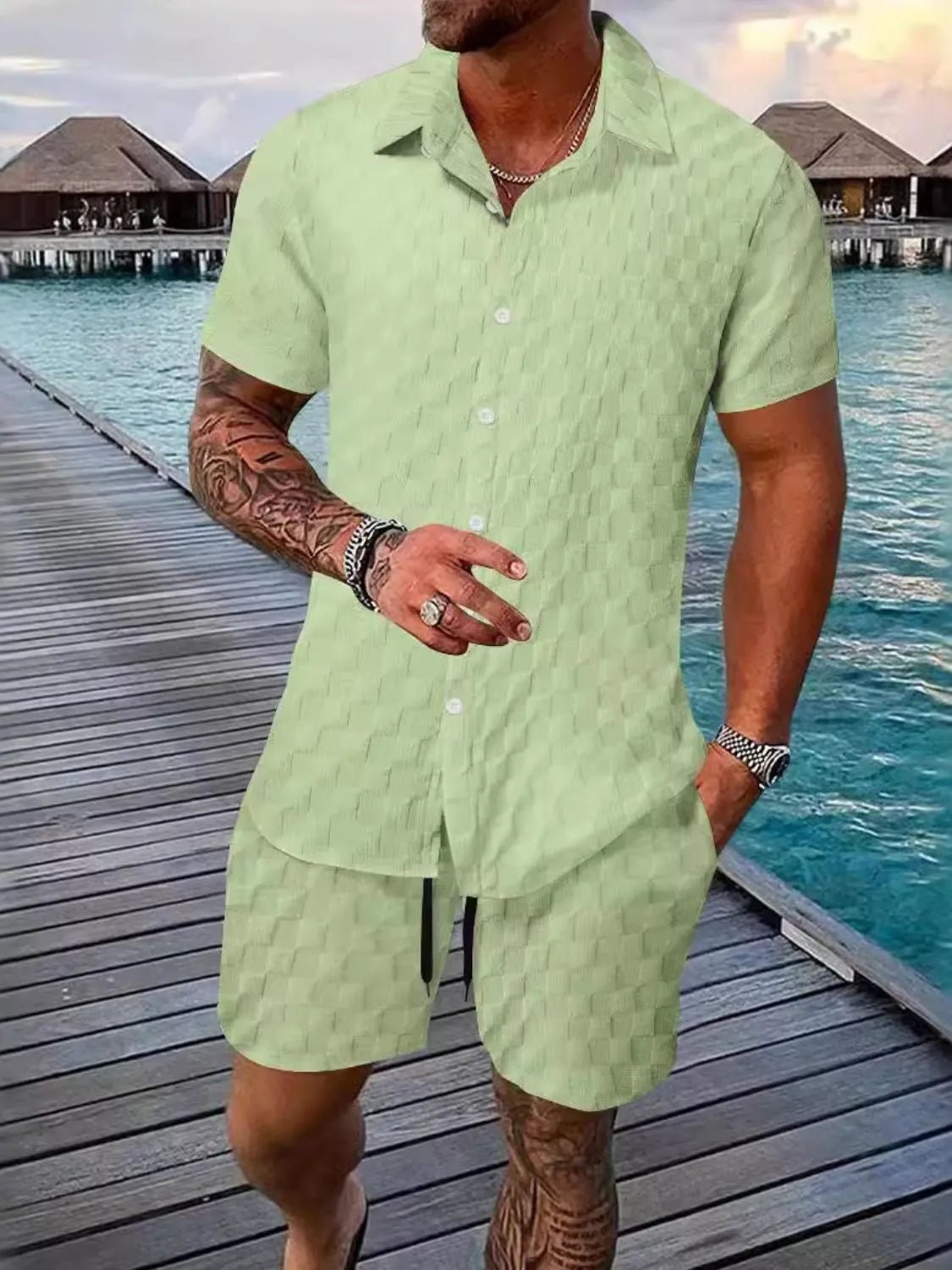 Men's Full Size Collared Neck Short Sleeve Top and Shorts Set Plus Size - DicartluzeDicartluzed3b81931 - c905 - 42ce - 9f86 - 99bc9e13e57a - Max - Origin
