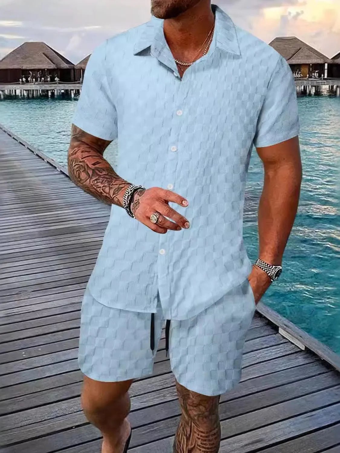 Men's Full Size Collared Neck Short Sleeve Top and Shorts Set Plus Size - DicartluzeDicartluze749d9ff1 - 27de - 4733 - 8e32 - b9944ef09ab0 - Max - Origin