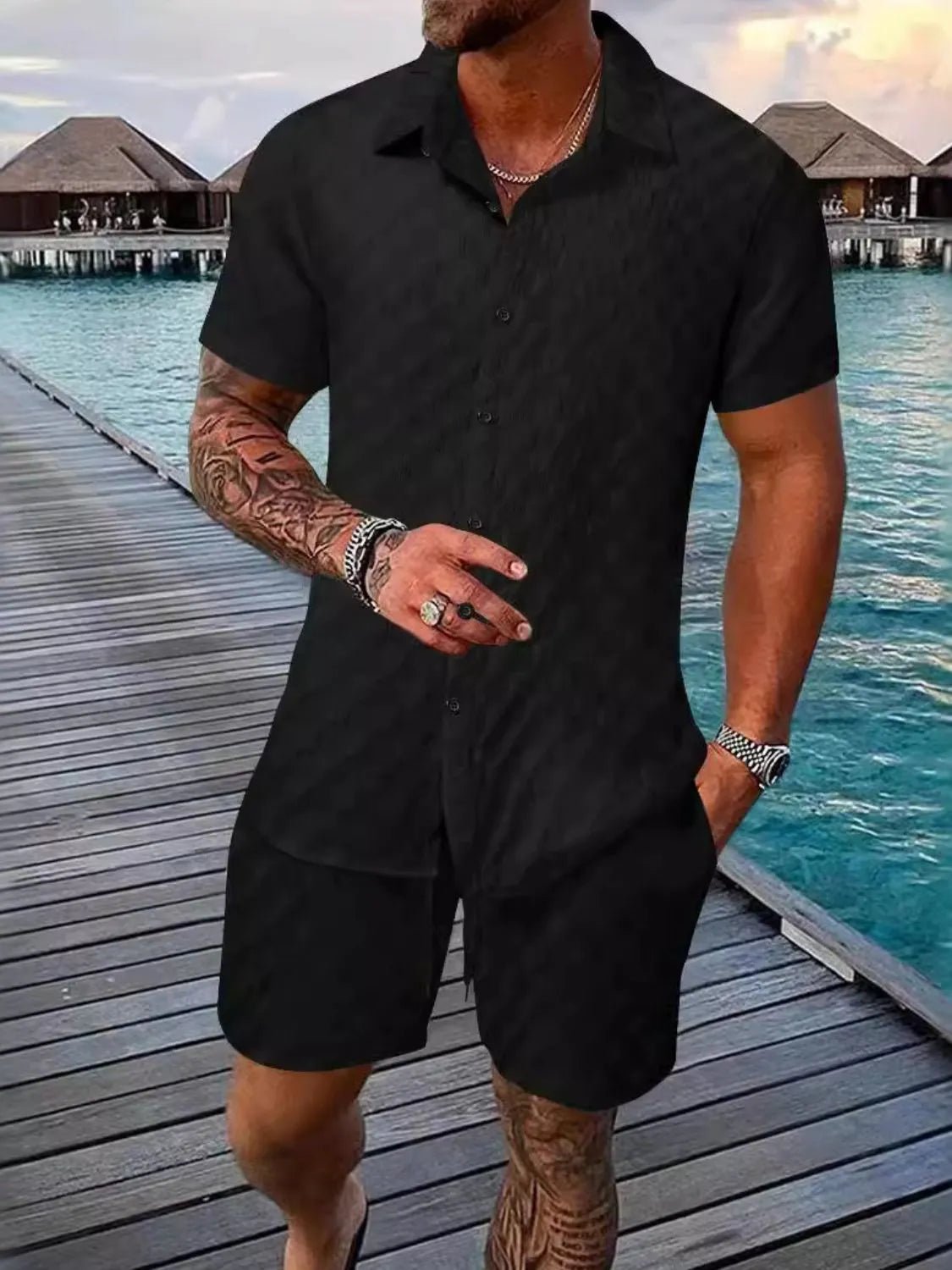 Men's Full Size Collared Neck Short Sleeve Top and Shorts Set Plus Size - DicartluzeDicartluze8134a37e - 7b69 - 4560 - 9a4e - 81f8058e4f6a - Max - Origin