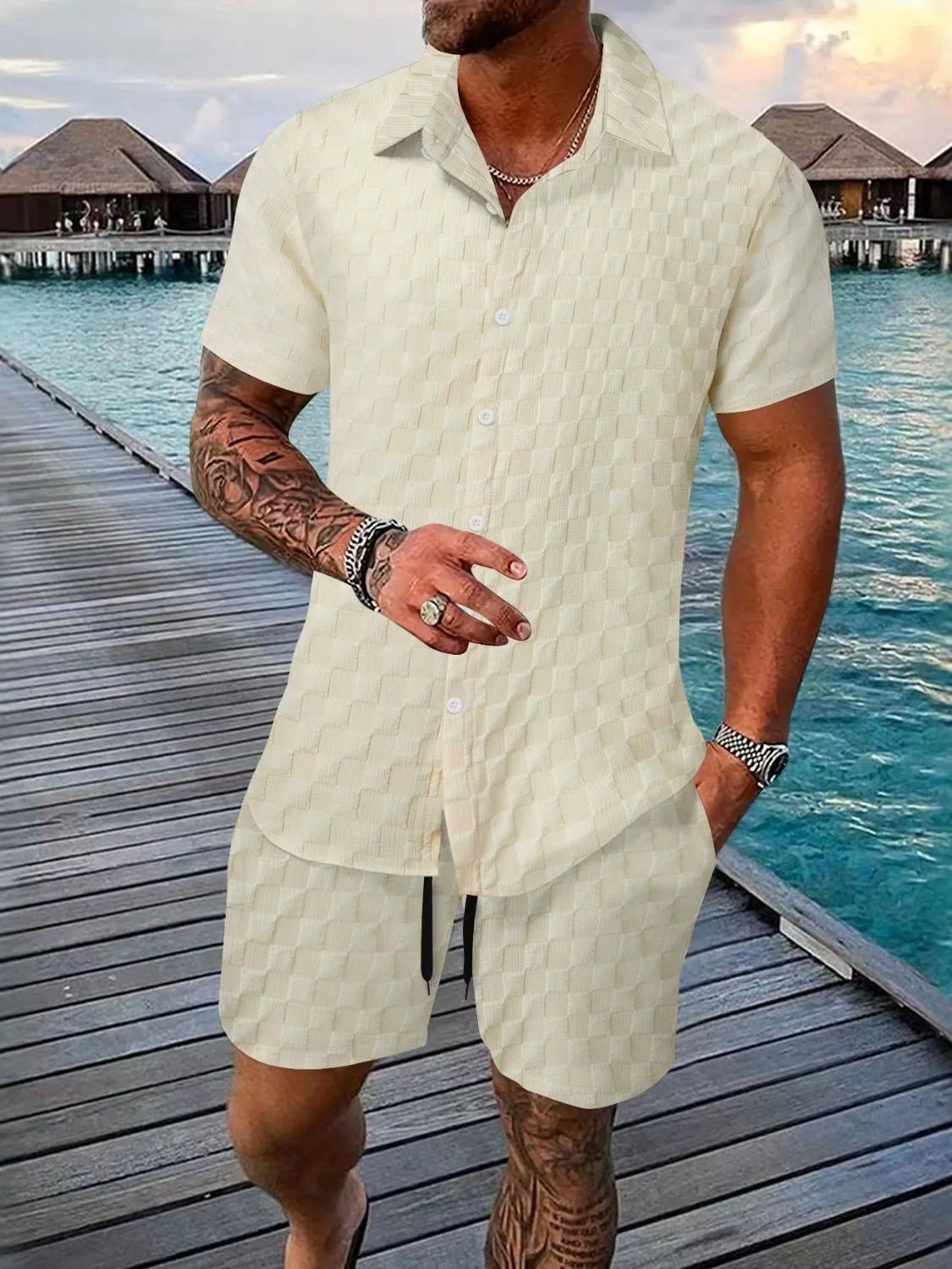 Men's Full Size Collared Neck Short Sleeve Top and Shorts Set Plus Size - DicartluzeDicartluze798cd0d3 - 89ad - 474f - a089 - 7e8b9e3831fb - Max - Origin