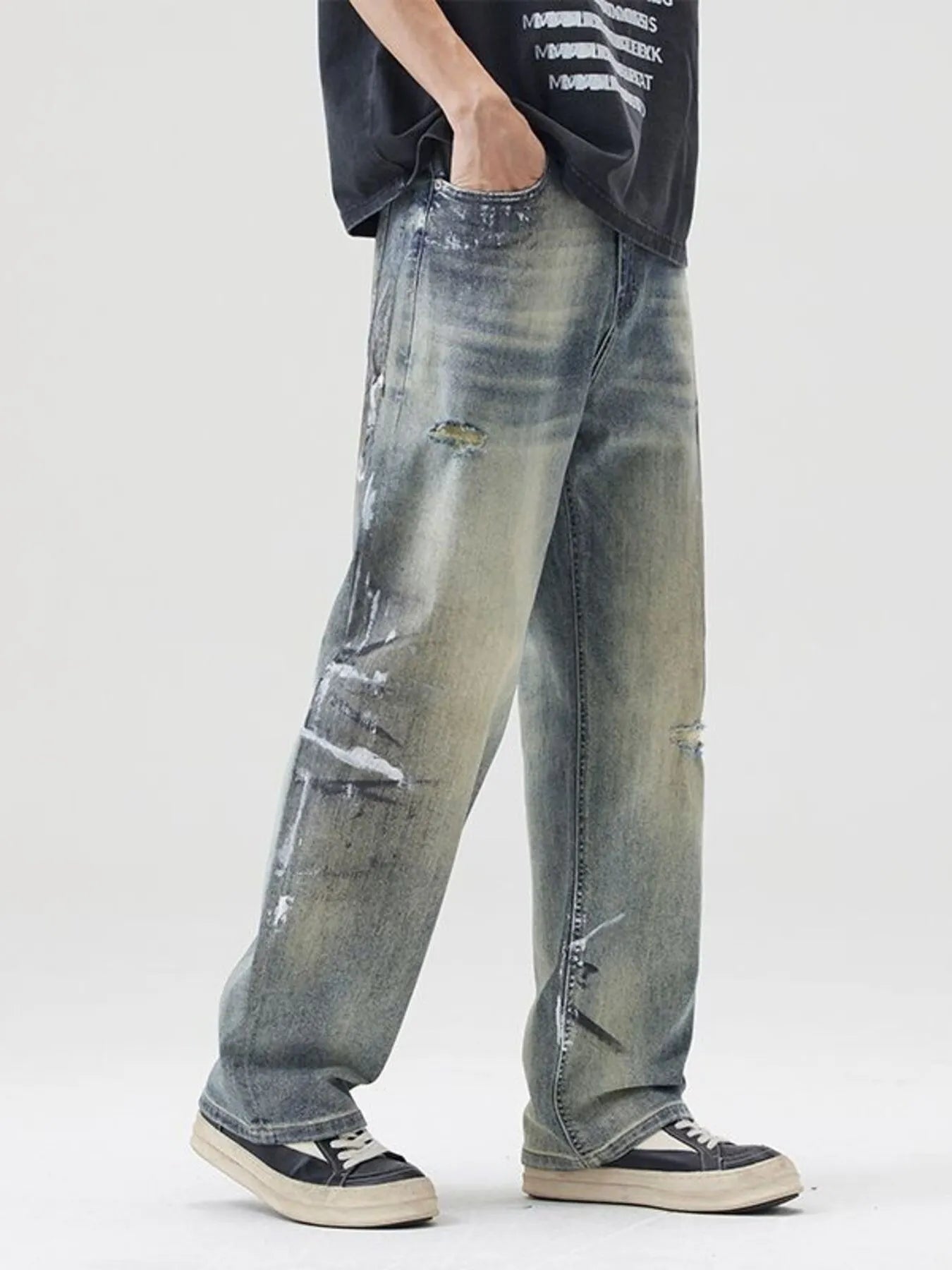 Men's Full Size Distressed Wide Leg Jeans Plus Size - DicartluzeDicartluzee1688ca3d11b4406a3510c4338fccdec - Max - Origin