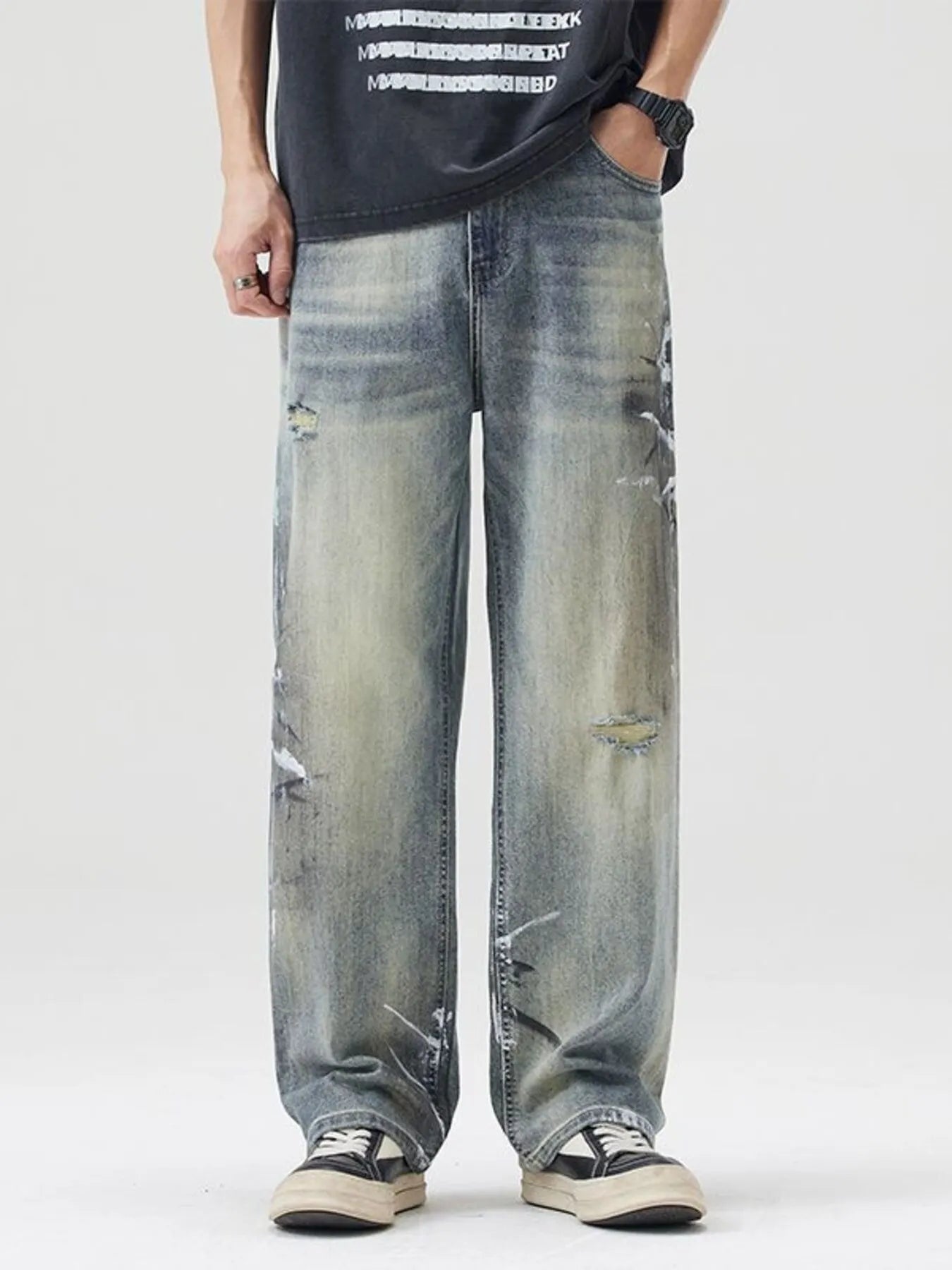 Men's Full Size Distressed Wide Leg Jeans Plus Size - DicartluzeDicartluze2a65a2172db0437382825c1a737c19a5 - Max - Origin