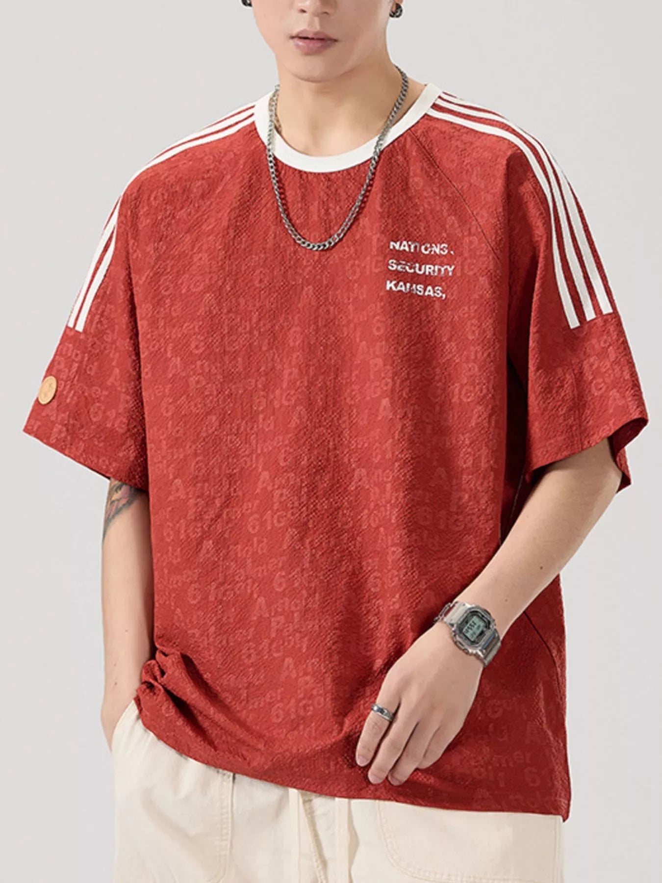 Men's Full Size Striped Shoulder Relaxed Fit T-Shirt Plus Size - DicartluzeDicartluze68b6e312 - 5054 - 4475 - aebf - 54a0c5683862 - Max - Origin