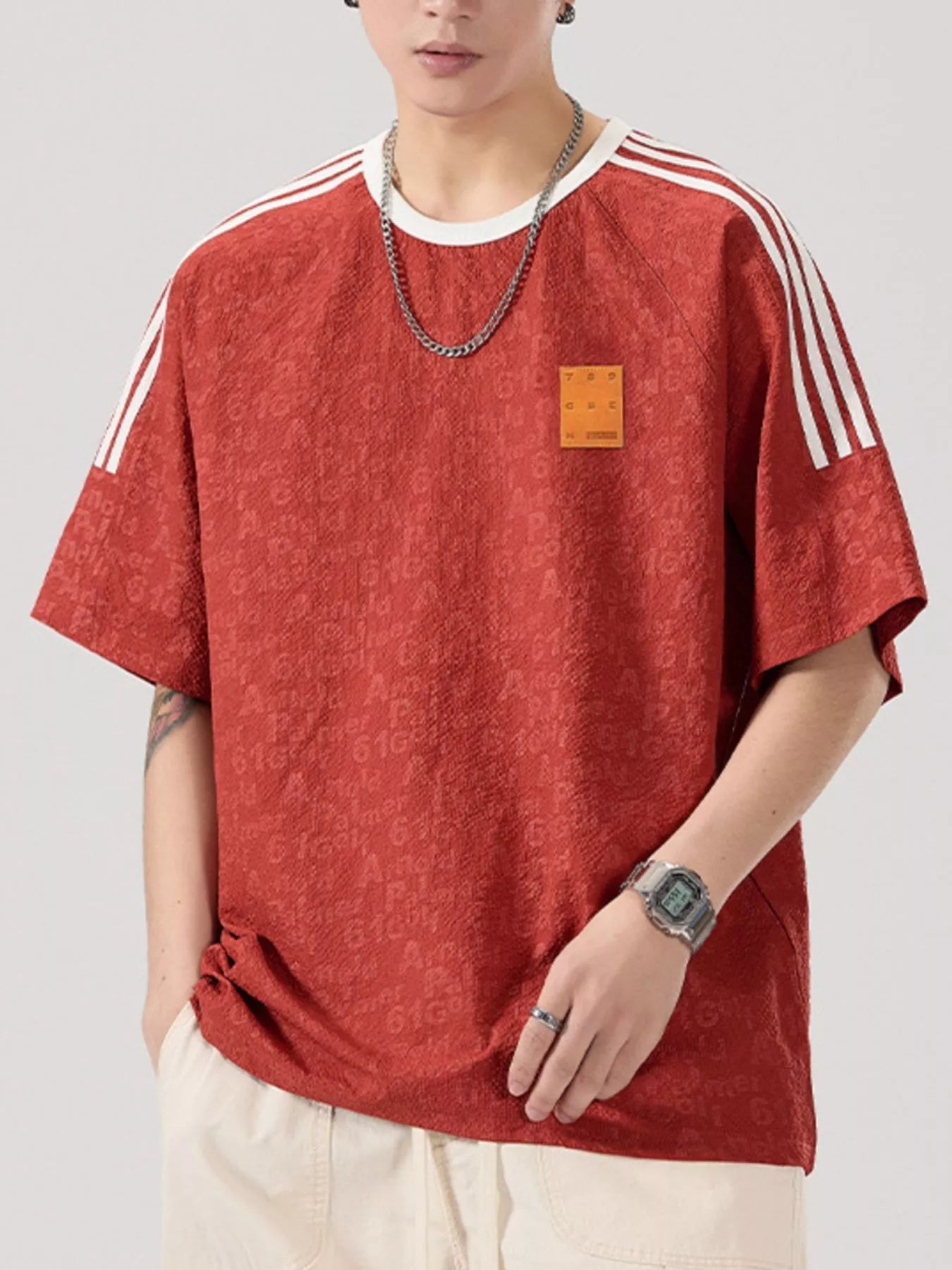 Men's Full Size Striped Shoulder Relaxed Fit T-Shirt Plus Size - DicartluzeDicartluze8c99ccca - 69f1 - 4cc6 - b7df - 7dd24d33e25a - Max - Origin