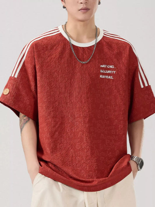 Men's Full Size Striped Shoulder Relaxed Fit T-Shirt Plus Size - DicartluzeDicartluze38007df6 - 0717 - 4f1a - bf7f - 46c45901d48d - Max - Origin