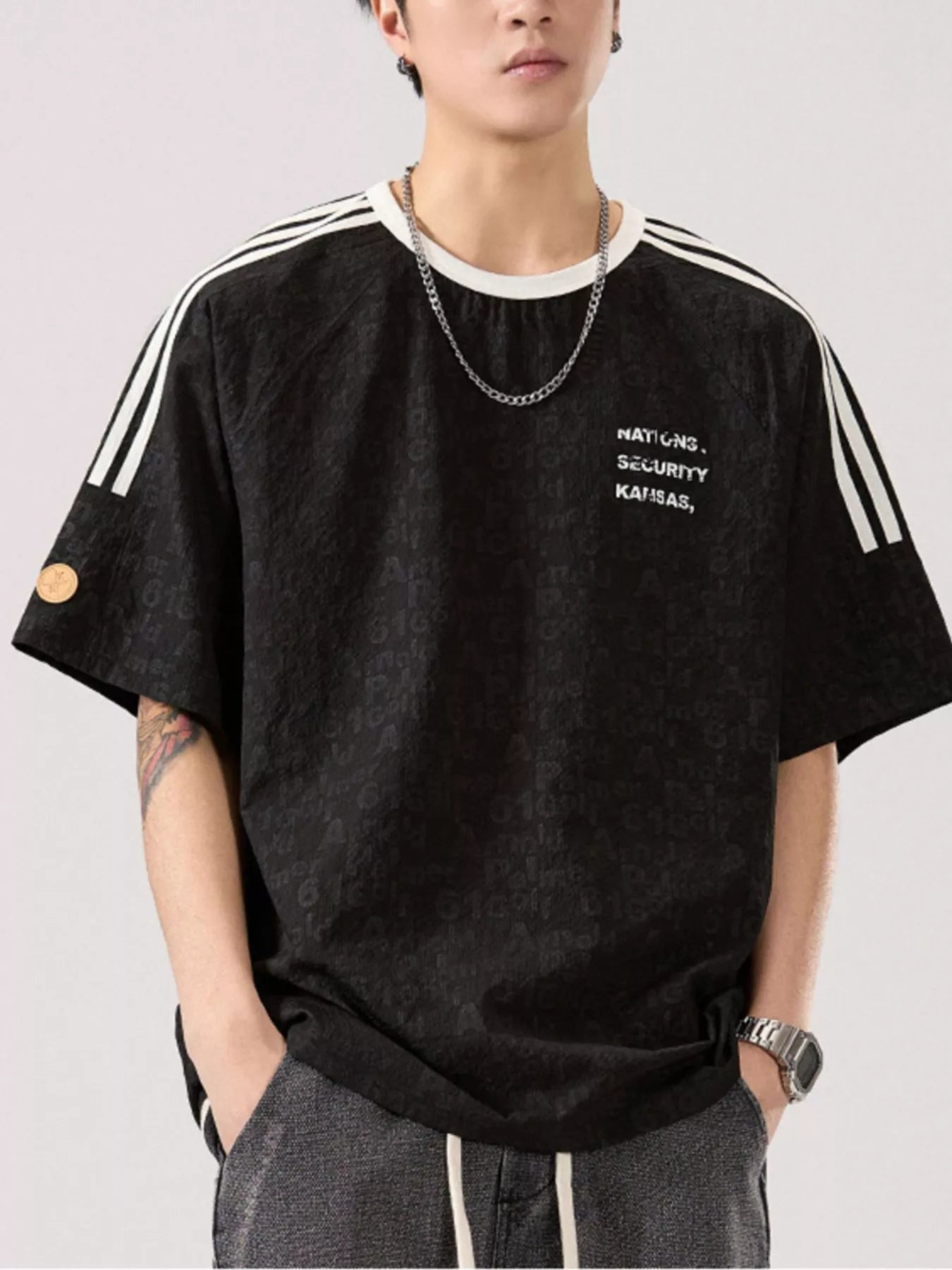 Men's Full Size Striped Shoulder Relaxed Fit T-Shirt Plus Size - DicartluzeDicartluzeeeae3f4e - 015d - 4209 - 97b9 - b312ce9a66dd - Max - Origin