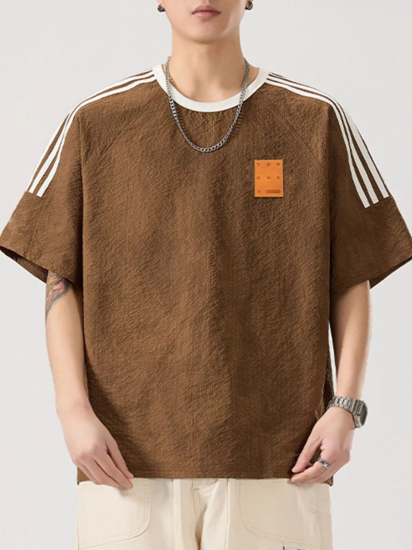 Men's Full Size Striped Shoulder Relaxed Fit T-Shirt Plus Size - DicartluzeDicartluze9d01f225 - bf6b - 4d4e - 8e81 - ddc20e6d8e06 - Max - Origin