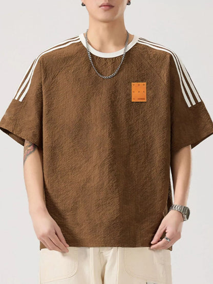 Men's Full Size Striped Shoulder Relaxed Fit T-Shirt Plus Size - DicartluzeDicartluze9d01f225 - bf6b - 4d4e - 8e81 - ddc20e6d8e06 - Max - Origin