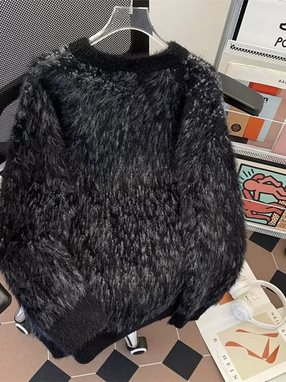 Men's Letter Fuzzy Round Neck Sweater - DicartluzeDicartluze81ca4a171ac745bbb4d49d162a1c3d34 - Max - Origin