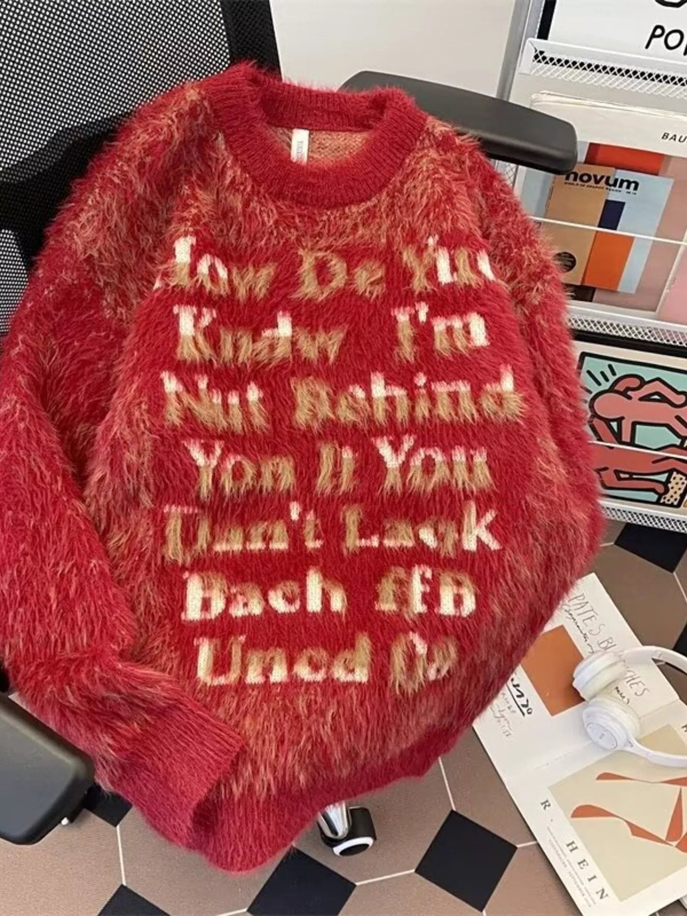 Men's Letter Fuzzy Round Neck Sweater - DicartluzeDicartluze62190330 - 5987 - 4e9e - 92f4 - 626737c7cd6e - Max - Origin