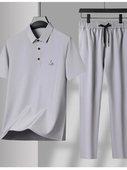 Men's Plus Size Button Detail Short Sleeve Polo and Pants Set - DicartluzeDicartluze6ce52055e185441f9b9330a13feb8869 - Max - Origin