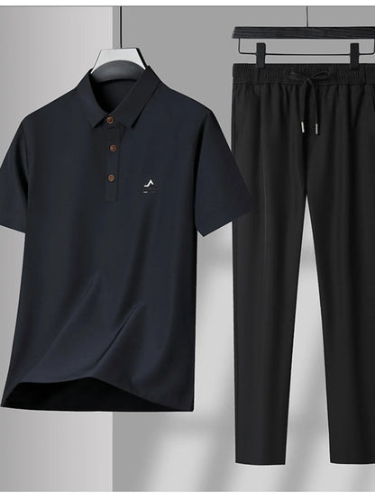 Men's Plus Size Button Detail Short Sleeve Polo and Pants Set - DicartluzeDicartluzebad2594f9db34787b6e625681915624e - Max - Origin