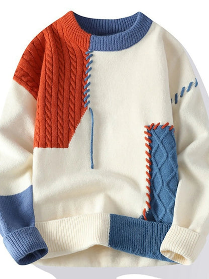 Men's Plus Size Color Block Cable Knit Sweater - DicartluzeDicartluze5f231f640b4e49d4af418b1df1e07ce3 - Max - Origin