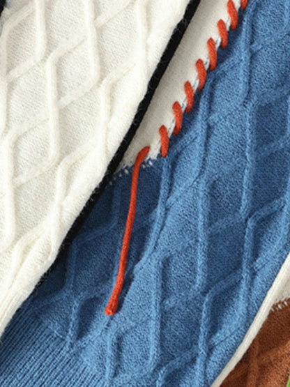 Men's Plus Size Color Block Cable Knit Sweater - DicartluzeDicartluze4760a367 - 4430 - 4a3b - af5b - 9e0d7a53131f - Max - Origin