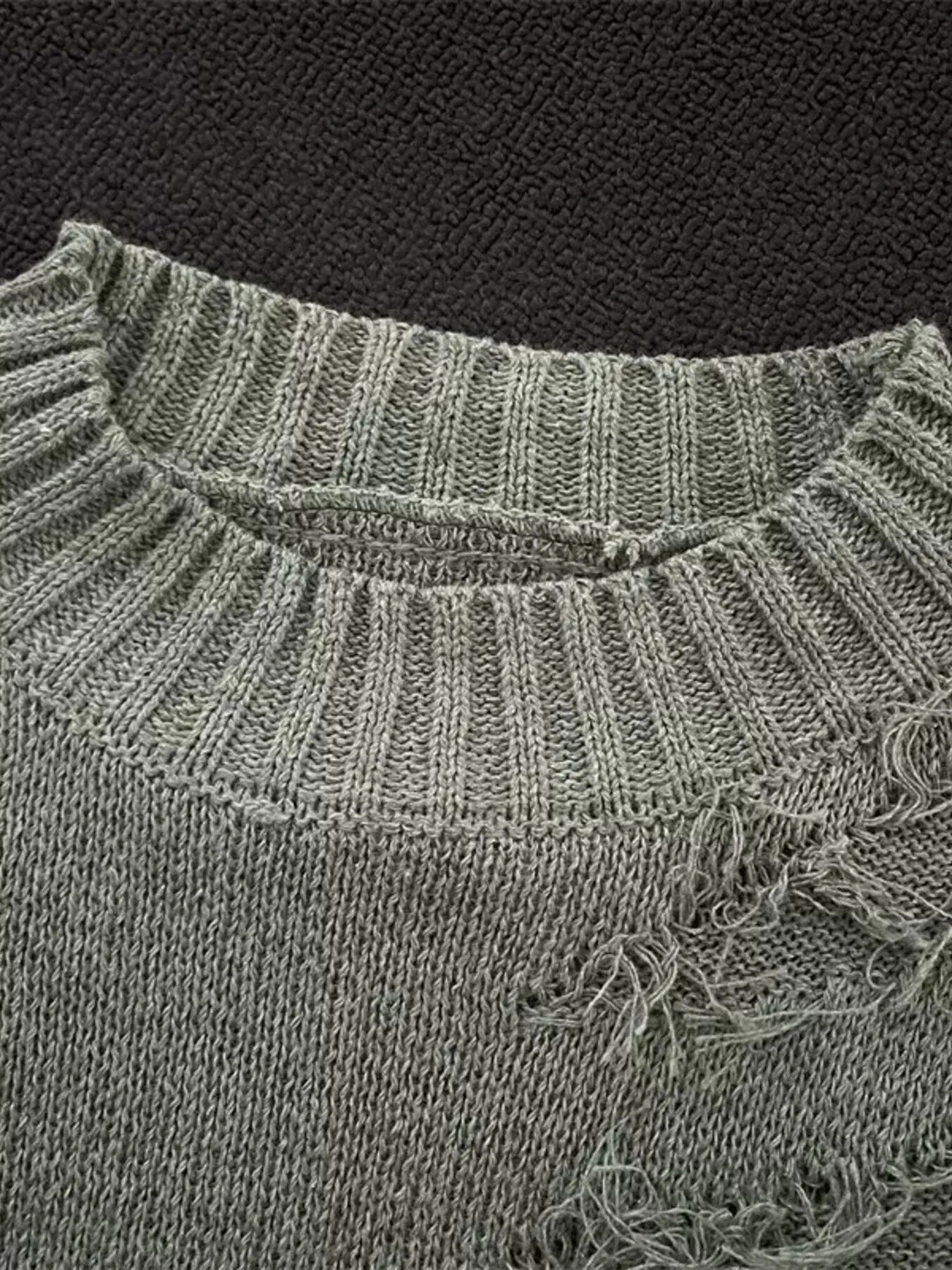 Men's Plus Size Distressed Dropped Shoulder Sweater - DicartluzeDicartluze2bb7d40eaeef48d790f3511882900b01 - Max - Origin