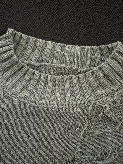 Men's Plus Size Distressed Dropped Shoulder Sweater - DicartluzeDicartluze2bb7d40eaeef48d790f3511882900b01 - Max - Origin