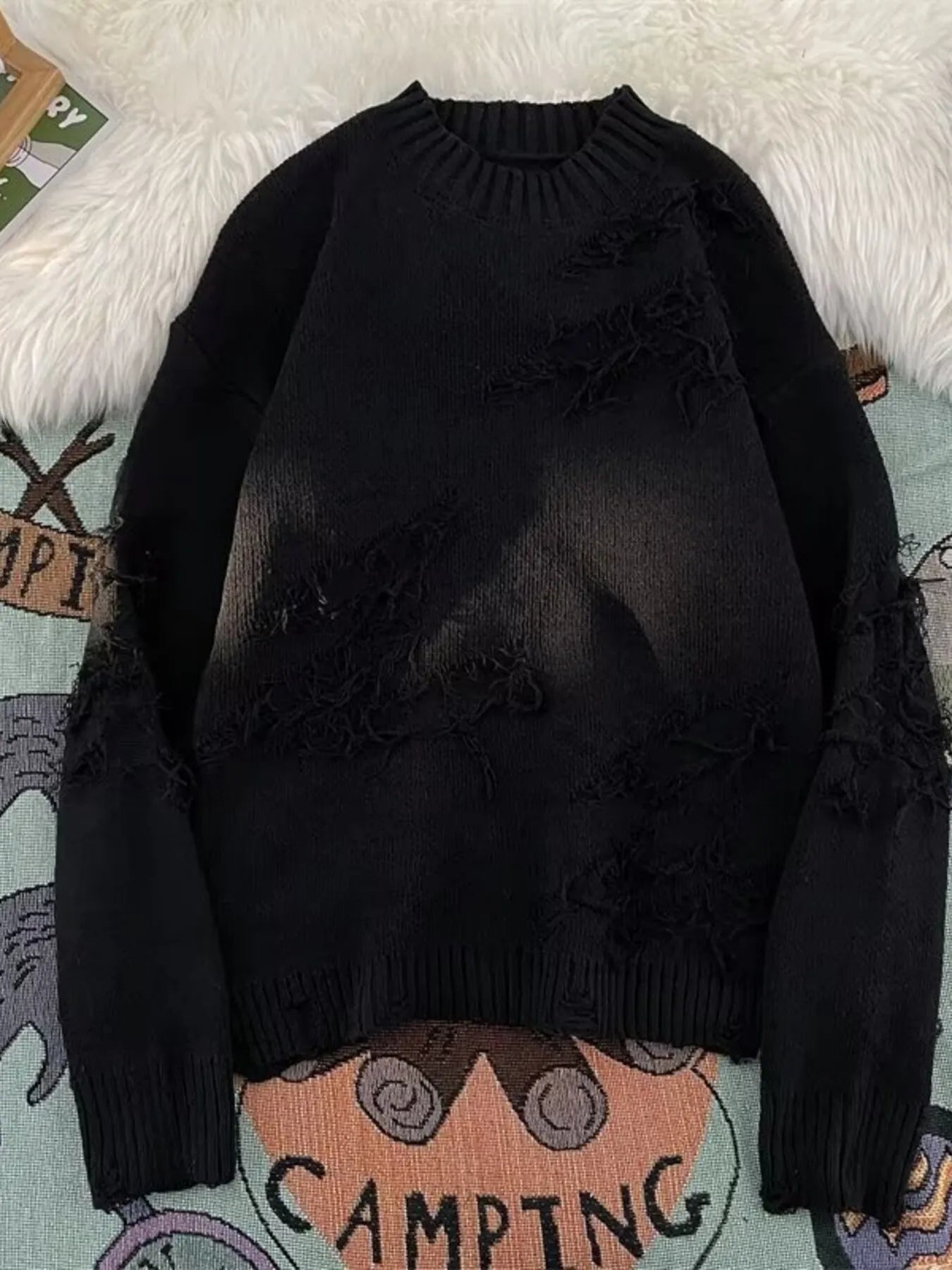 Men's Plus Size Distressed Dropped Shoulder Sweater - DicartluzeDicartluze140b8191ab7b40758ed774e85683b47f - Max - Origin