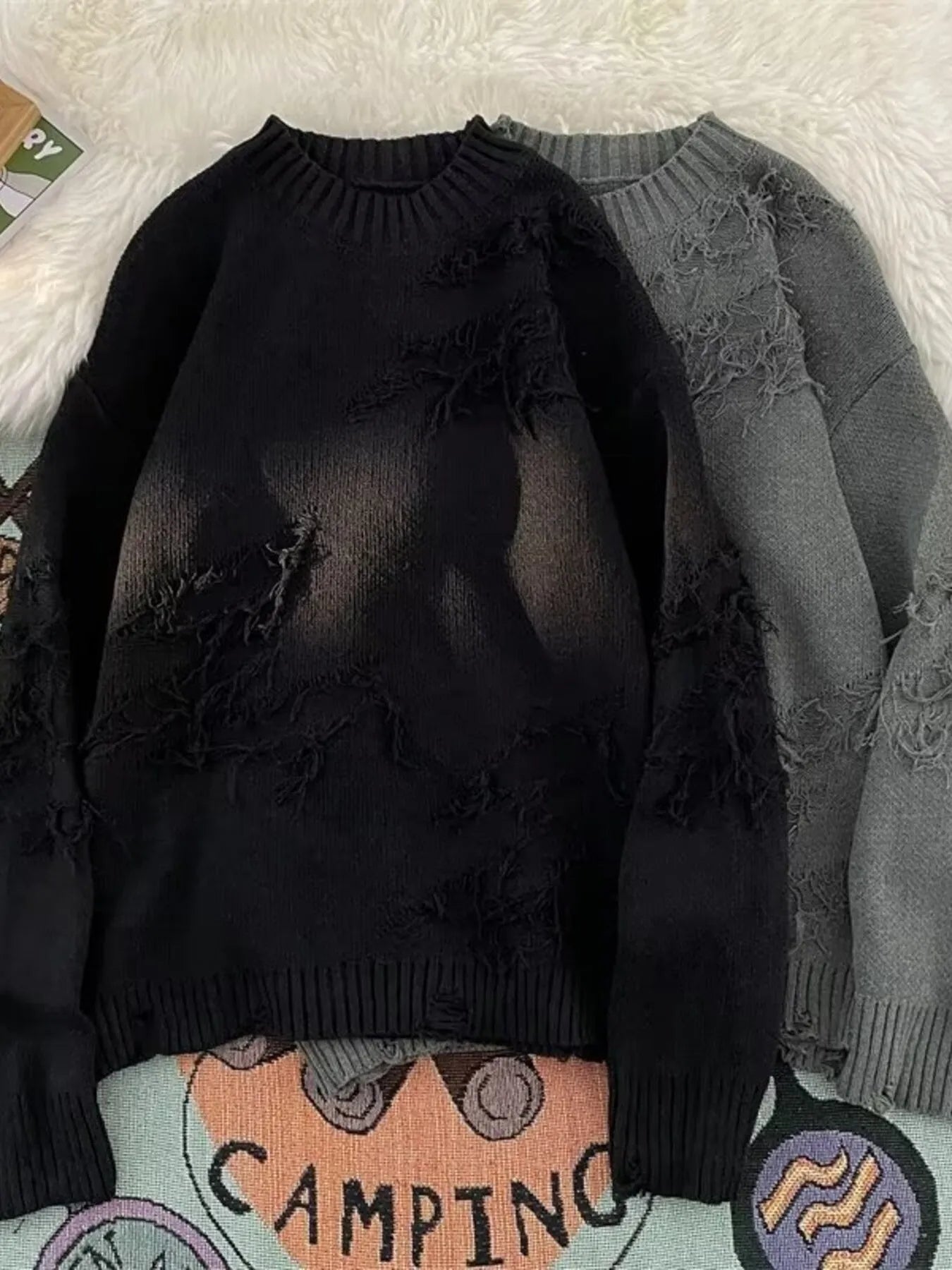 Men's Plus Size Distressed Dropped Shoulder Sweater - DicartluzeDicartluzeaae840d376ea445a9783c72585d74641 - Max - Origin