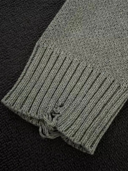 Men's Plus Size Distressed Dropped Shoulder Sweater - DicartluzeDicartluze94d036ef43d841a4b34f54dd9a55632b - Max - Origin