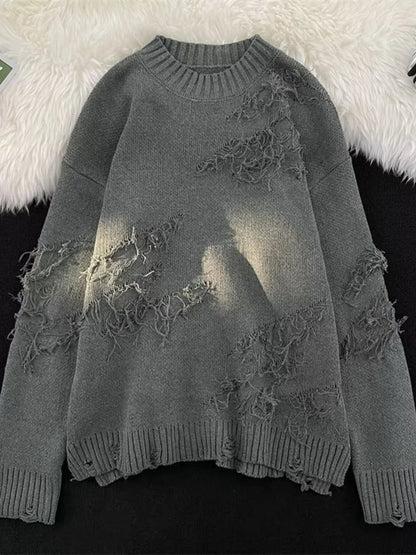 Men's Plus Size Distressed Dropped Shoulder Sweater - DicartluzeDicartluze2905162b3f594ae5956a80af96df32f9 - Max - Origin