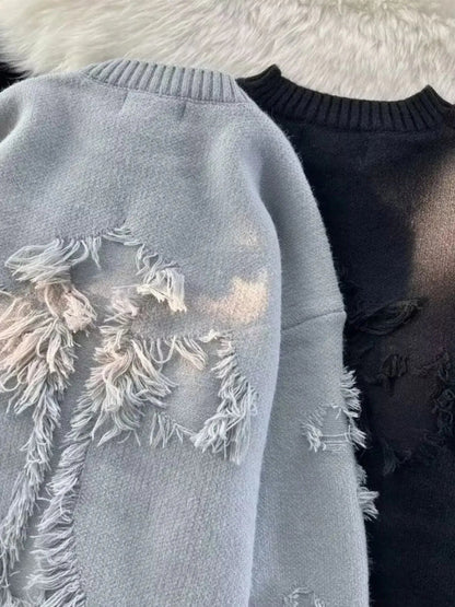 Men's Plus Size Distressed Knit Pullover Sweater - DicartluzeDicartluzeb8da9bdcecf44d659d431c31cd58c560 - Max - Origin