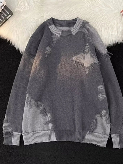 Men's Plus Size Distressed Round Neck Long Sleeve Sweater - DicartluzeDicartluze27431f54803a47b187c02d0dab6abdf3 - Max - Origin