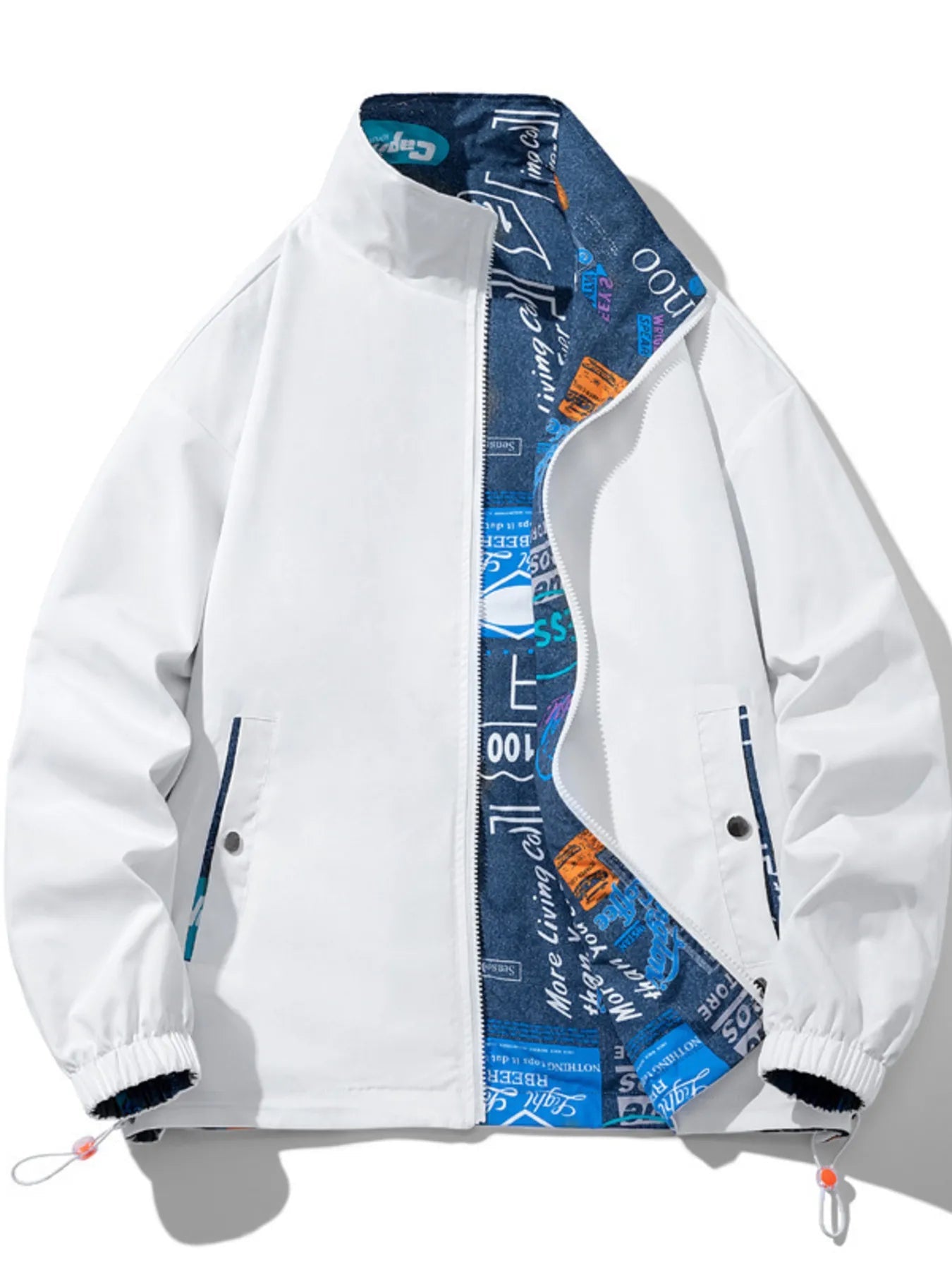 Men's Plus Size Drawstring Printed Zip Up Jacket - DicartluzeDicartluzefe7d12d3d9b743de8c058952a59eb197 - Max - Origin