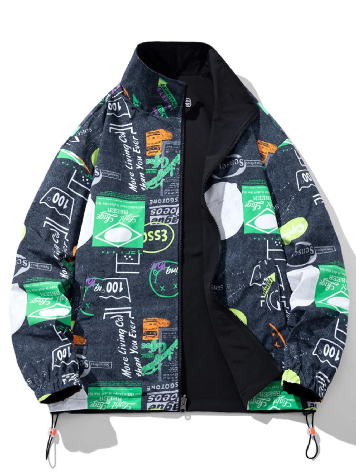 Men's Plus Size Drawstring Printed Zip Up Jacket - DicartluzeDicartluze3132f88c2bcd4dbfa74fc0d412d6534a - Max - Origin