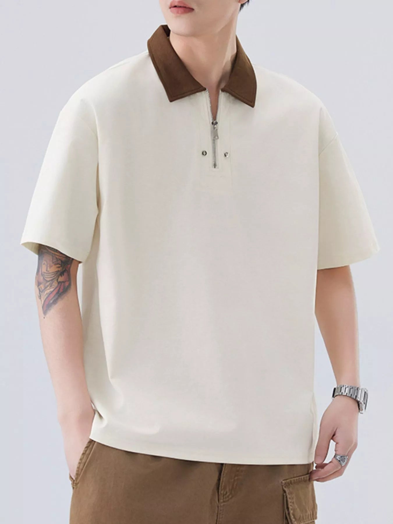 Men's Plus Size Quarter Zip Short Sleeve Polo - DicartluzeDicartluzecb9d664e - 5720 - 4b59 - b50b - 70494a9b7cda - Max - Origin