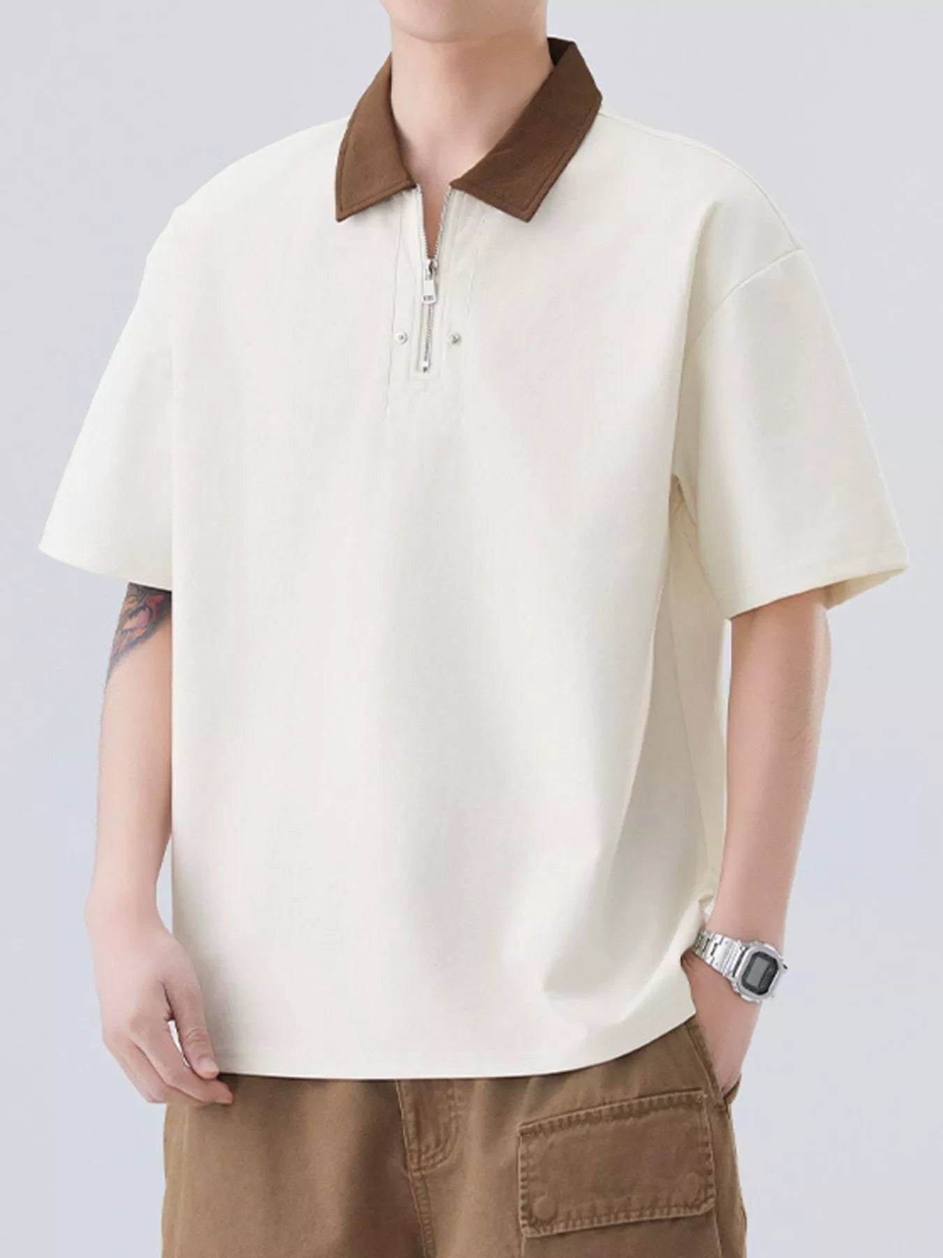 Men's Plus Size Quarter Zip Short Sleeve Polo - DicartluzeDicartluzef6919a7c - fd16 - 4a6b - 9ca3 - a7b985079f0a - Max - Origin