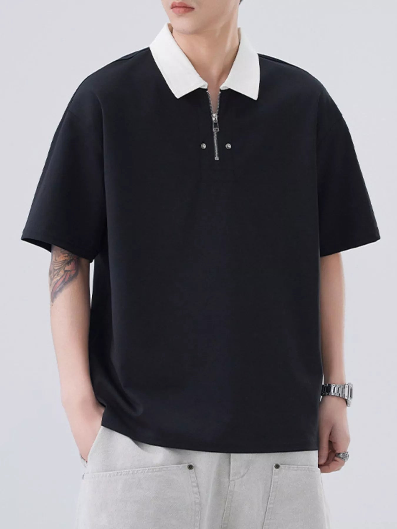 Men's Plus Size Quarter Zip Short Sleeve Polo - DicartluzeDicartluze527edfa1 - 4216 - 425e - 823d - c70a14c81637 - Max - Origin