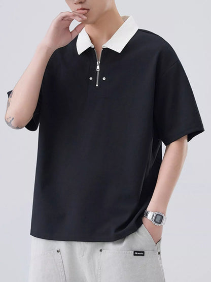 Men's Plus Size Quarter Zip Short Sleeve Polo - DicartluzeDicartluze4d35d82e - d539 - 4d57 - 9705 - 53cbe0f948f2 - Max - Origin