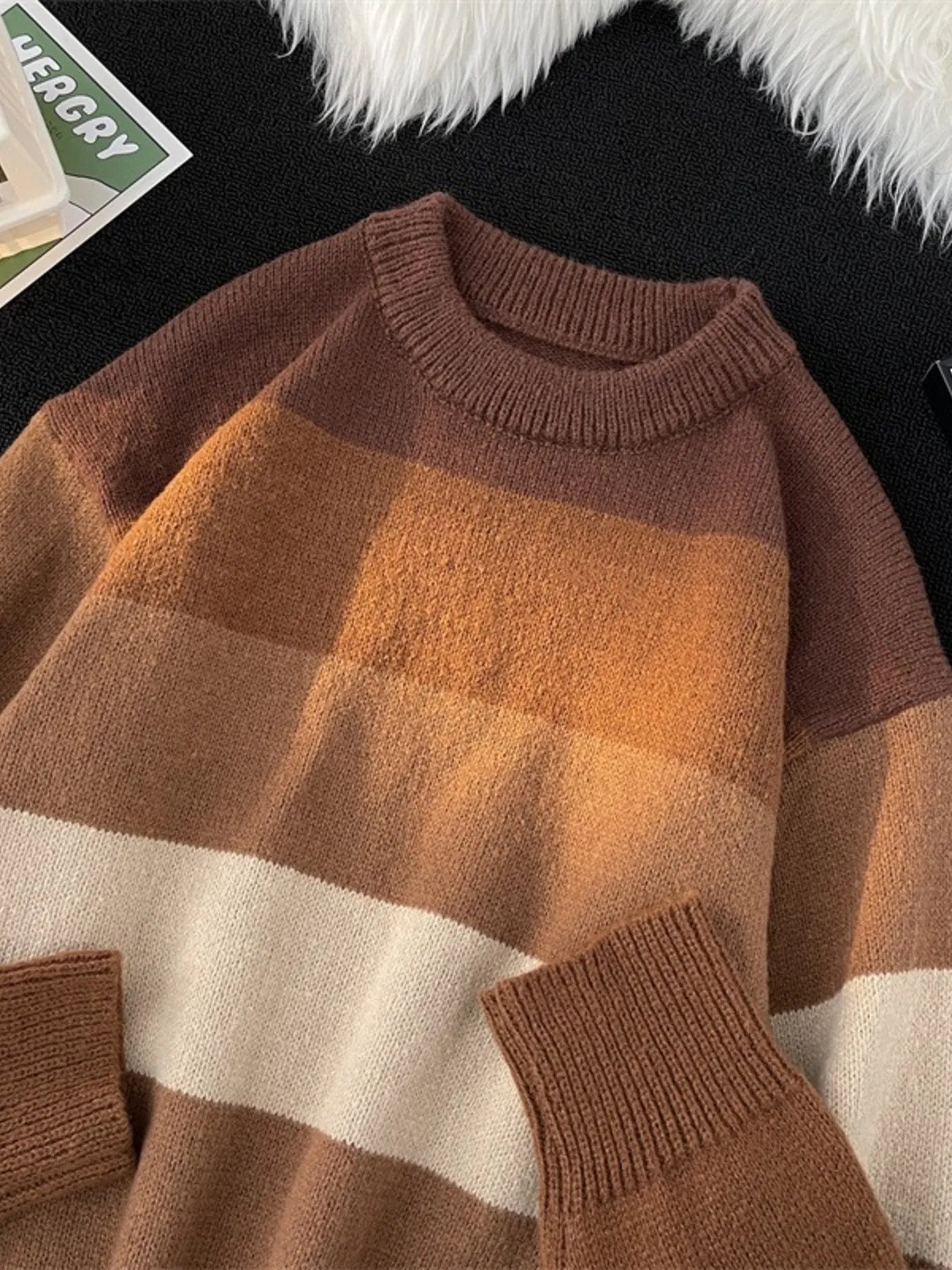 Men's Plus Size Striped Color Block Knit Pullover - DicartluzeDicartluze37e4728a192640fe90acb7cf7df6e621 - Max - Origin