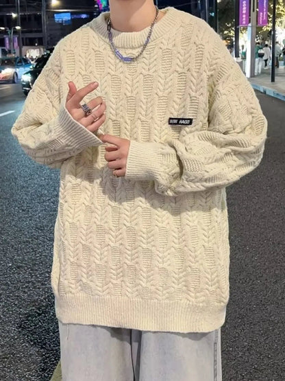 Men's Plus Size Textured Knit Long Sleeve Sweater - DicartluzeDicartluze5a20e32bf407426389afcf9fdc23a524 - Max - Origin