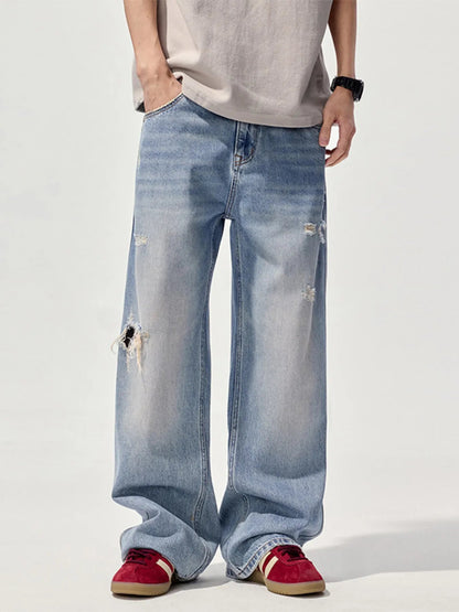 Men's Ripped Wide Leg Jeans - DicartluzeDicartluze77f6ed06cae34b14accae2fcf41d2aee - Max - Origin