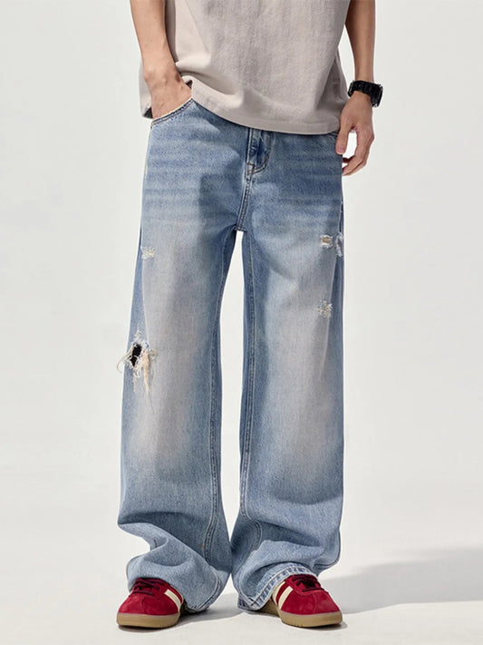 Men's Ripped Wide Leg Jeans - DicartluzeDicartluze77f6ed06cae34b14accae2fcf41d2aee - Max - Origin