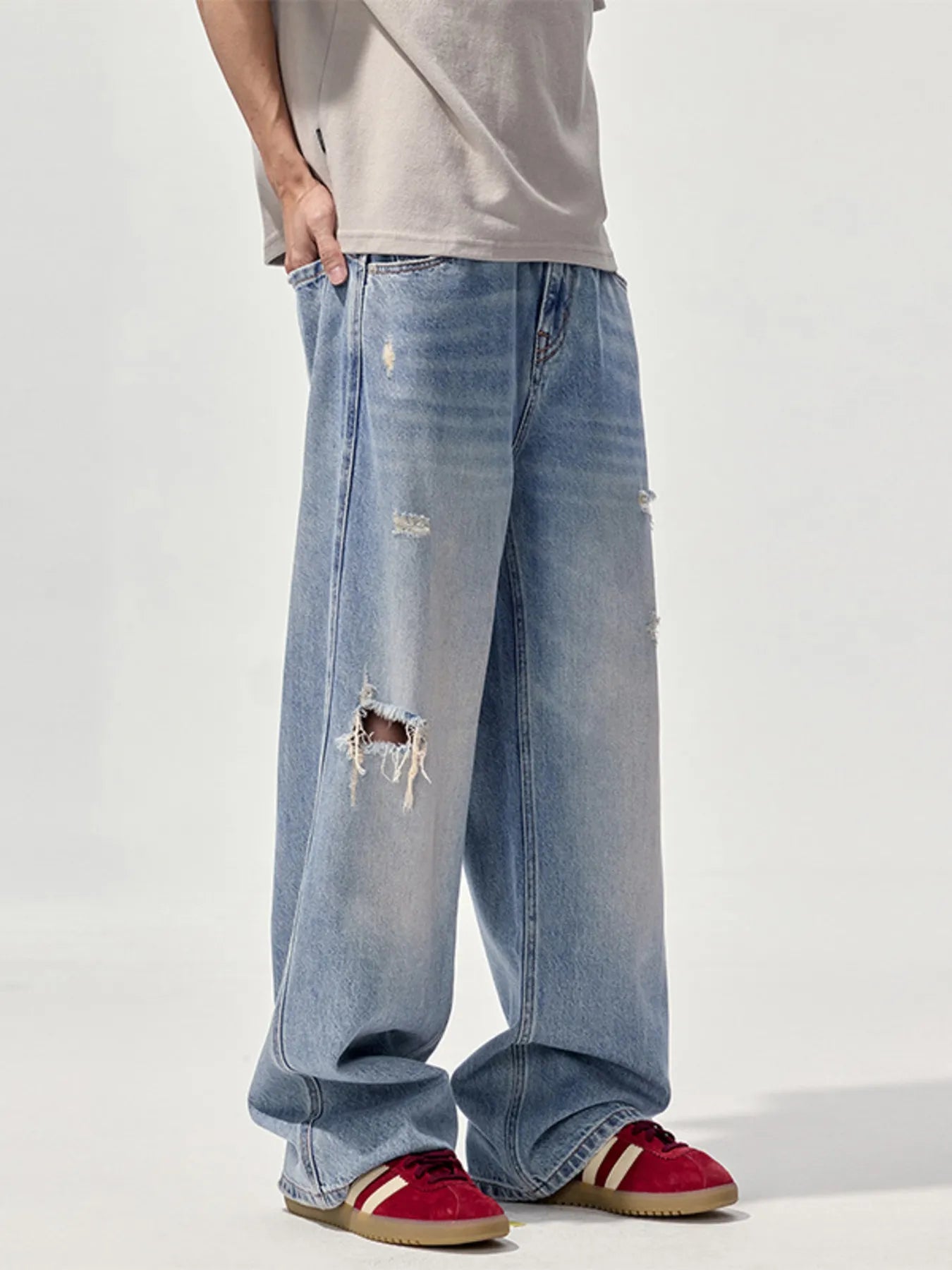 Men's Ripped Wide Leg Jeans - DicartluzeDicartluzec68dce1033d4403bbd9aec3e561d4534 - Max - Origin