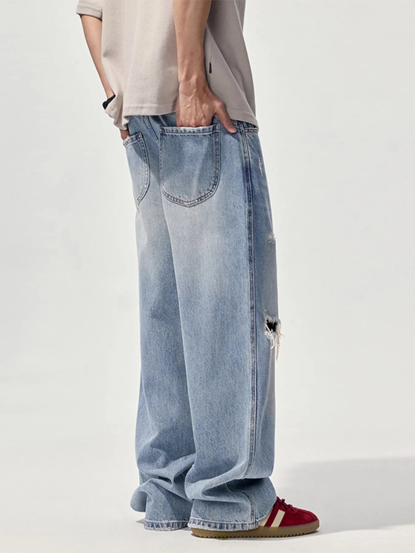 Men's Ripped Wide Leg Jeans - DicartluzeDicartluzec42a0e27ea494b339ece299d2649c4c7 - Max - Origin